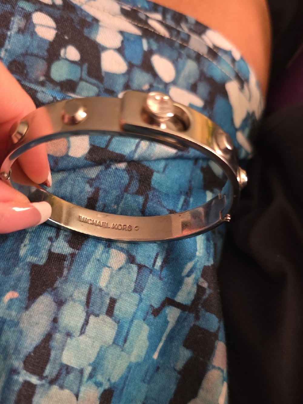 Michael Kors Silver-tone Crystal Screw Accent Bangle